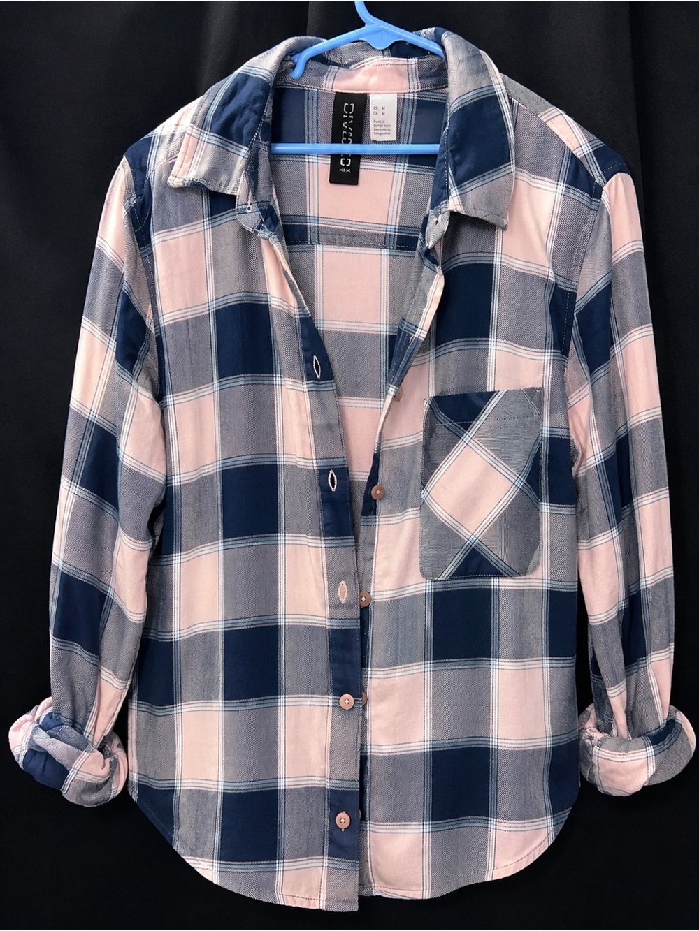 Pre loved Divided Pink & Navy Plaid Button-Down Shirt